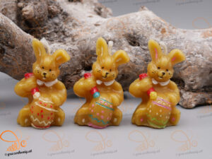 Bienenwachs-Kerze „Malerhase“ Hase mit Ei und Pinsel