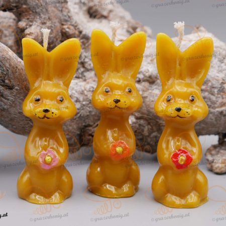 Bienenwachs-Kerze „Blütenhäschen“ Häschen mit Blüte