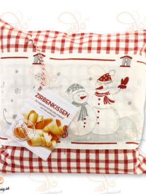 Zirbenpolster 30x30cm mit Schneemann Motiv