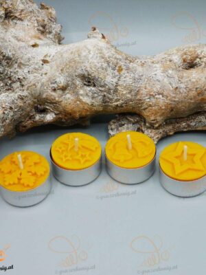 Bienenwachs Teelicht mit Weihnachtsmotiv Teelicht mit Weihnachtsmotiv