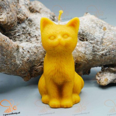 Kätzchen „Mira“ aus Bienenwachs Katze sitzend