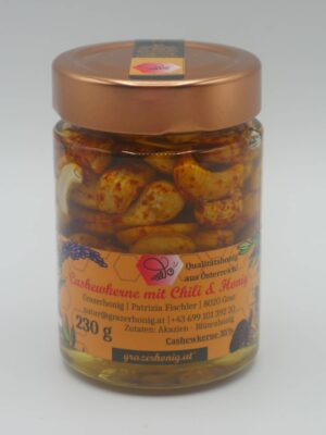 Honig mit Cashewkerne und Chili