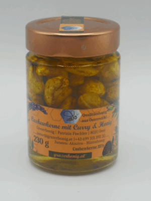 Honig mit Cashewkerne und Curry
