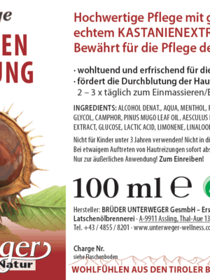 Kastanien Einreibung 100 ml mit Sprühkopf Vegan
