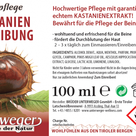 Kastanien Einreibung 100 ml mit Sprühkopf Vegan