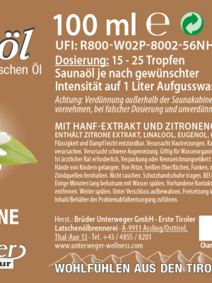 Saunaöl Hanf- Zitrone