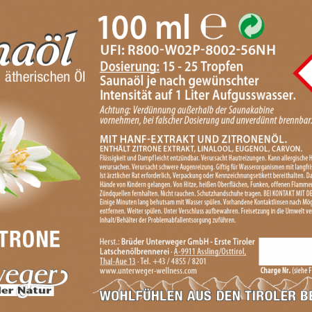 Saunaöl Hanf- Zitrone