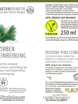Zirben Einreibung 250 ml