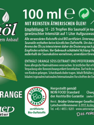 BIO SAUNAÖL PFEFFERMINZ-ORANGE 100 ML