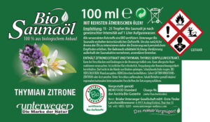 Bio-Saunaöl Thymian-Zitrone | 100 ml Thymian-Zitrone BIO Saunaöl 100ml