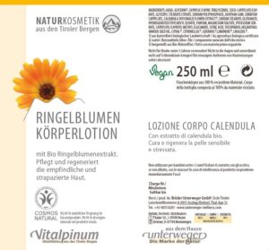 Ringelblumen Körperlotion  250 ml Vegan Naturkosmetik