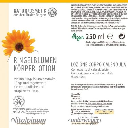 Ringelblumen Körperlotion  250 ml Vegan Naturkosmetik
