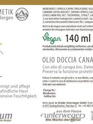 Hanf Duschöl 140 ml Vegan