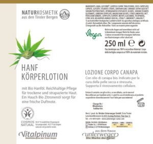 Hanf Körperlotion  250 ml Vegan