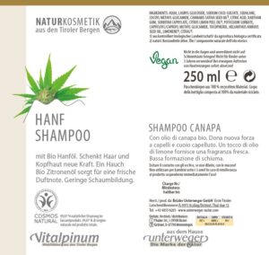 Hanf Shampoo 250 ml Vegan