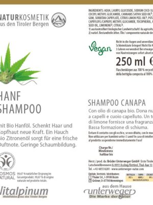 Hanf Shampoo 250 ml Vegan