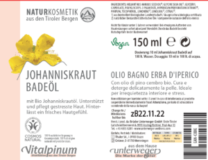 Johanniskraut Badeöl 150 ml Vegan Naturkosmetik