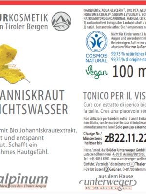 Johanniskraut Gesichtswasser 100 ml Naturkosmetik