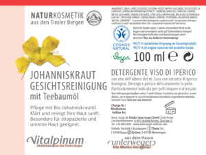 Johanniskraut Gesichtsreinigung mit Teebaumöl 100ml Vegan Naturkosmetik