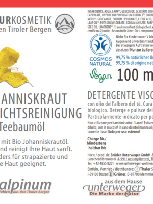 Johanniskraut Gesichtsreinigung mit Teebaumöl 100ml Vegan Naturkosmetik