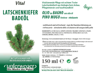 Latschenkiefer Badeöl 150 ml Vegan Naturkosmetik