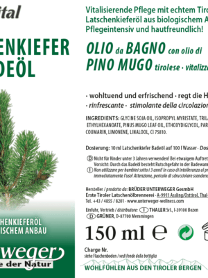 Latschenkiefer Badeöl 150 ml Vegan Naturkosmetik