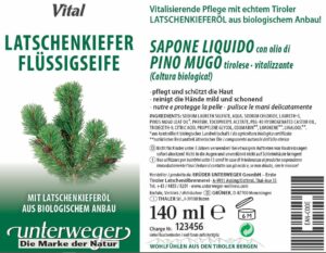 Latschenkiefer Flüssigseife | 140 ml Latschenkiefer Flüssigseife 140 ml Vegan Naturkosmetik