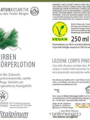 Zirben Körperlotion  250 ml