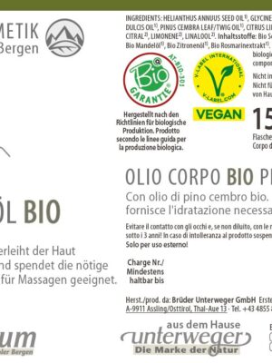  Zirben Körperöl BIO 150 ml