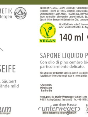 Zirben Flüssigseife 140 ml