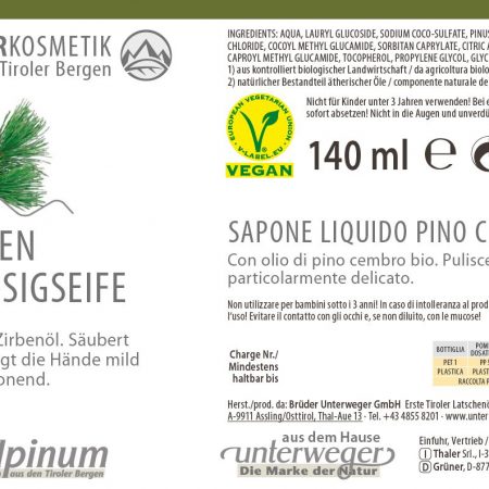 Zirben Flüssigseife 140 ml