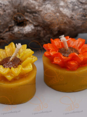 Teelichtkerze mit Sonnenblume