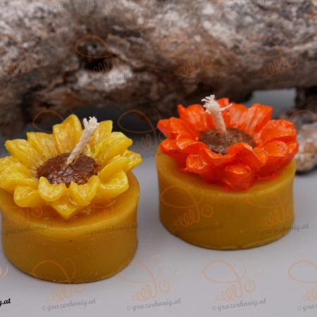 Teelichtkerze mit Sonnenblume