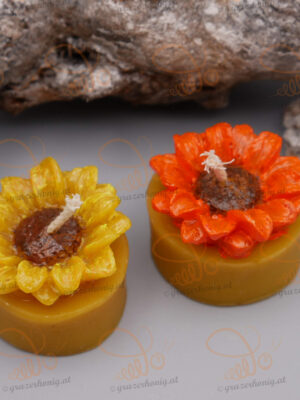 Teelichtkerze mit Sonnenblume