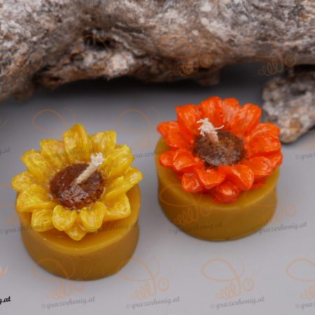 Teelichtkerze mit Sonnenblume
