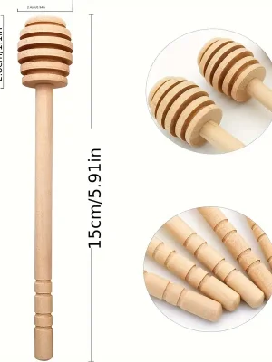 Honiglöffel aus Holz 18 cm – Nahaufnahme mit Maßangaben