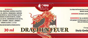 Drachen Feuer 30 ml vom Pullach Hof – Etikettansicht mit Inhaltsstoffen