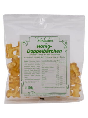 Minkenhus Honig-Doppelbärchen 100g – Gummibonbons mit Honig und Vitaminen im Beutel