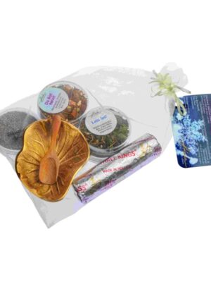 Rauhnacht Räucher-Set mit Räucherschale, Räucherkohle und vier Räuchermischungen