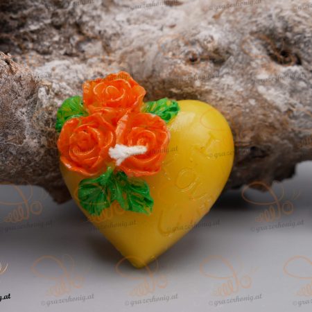 Herz mit Rosenblüten "I Love U"