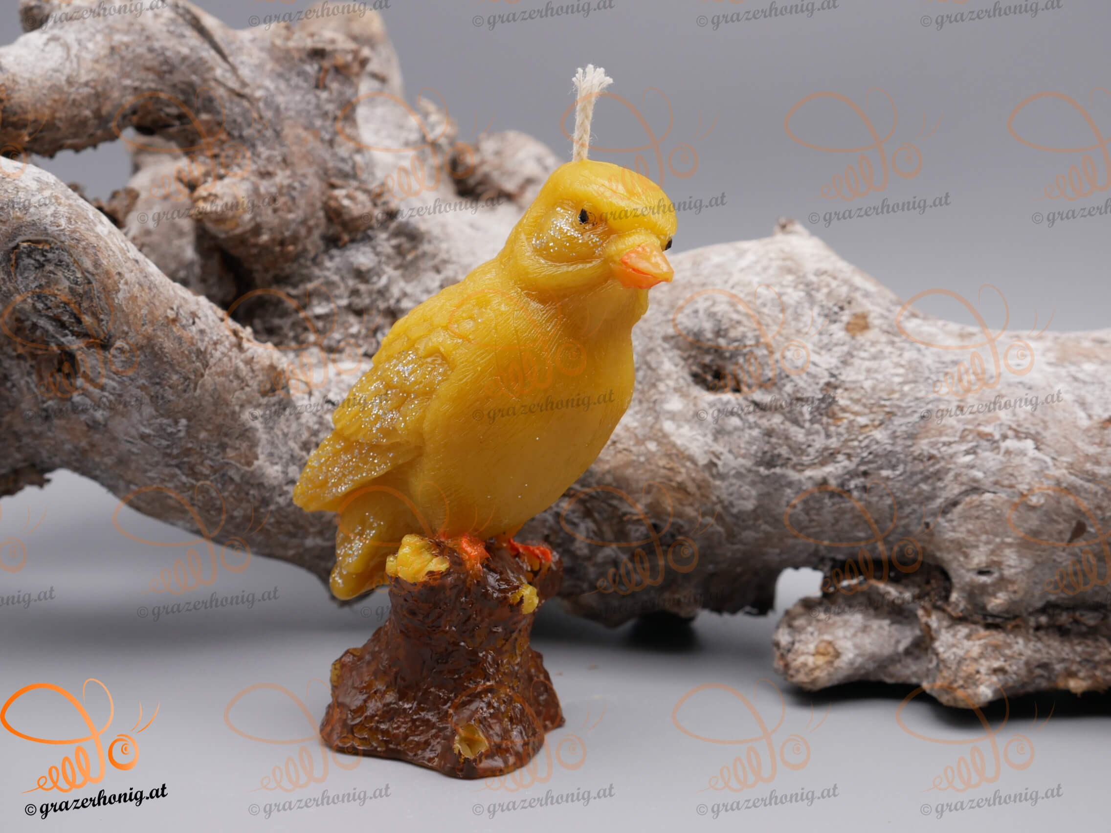 Bienenwachs-Kerze „Zweiggeflüster“ Vogel am Ast