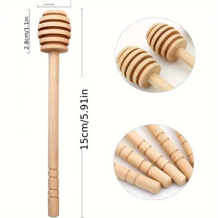Honiglöffel aus Holz 18 cm – Nahaufnahme mit Maßangaben