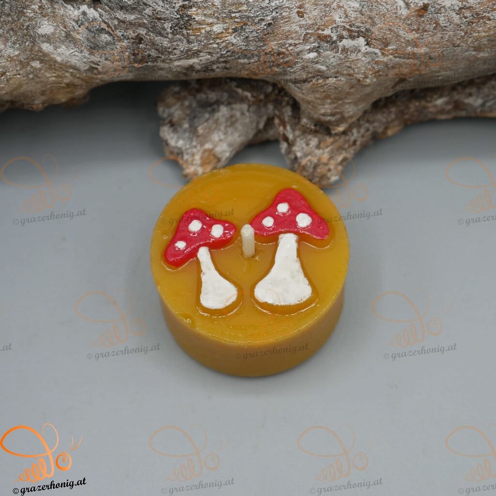Bienenwachs-Kerze „GlücksTeelich Pilz“ KEZ-10090a