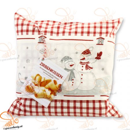 Zirbenpolster 30x30cm mit Schneemann Motiv