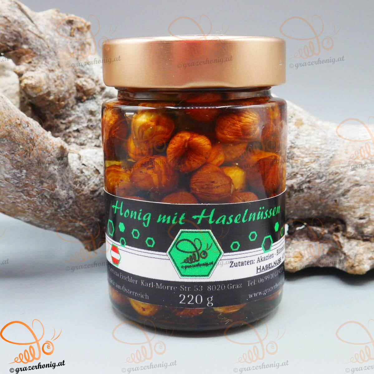 Honig mit Haselnüssen | 220 g Bienenhonig mit Haserlnüsse