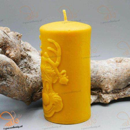 Stumpenkerze mit Renntier Motiv