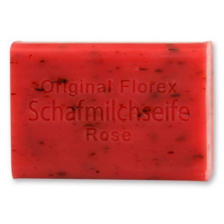 schafmilchseife rose mit blüten eckig