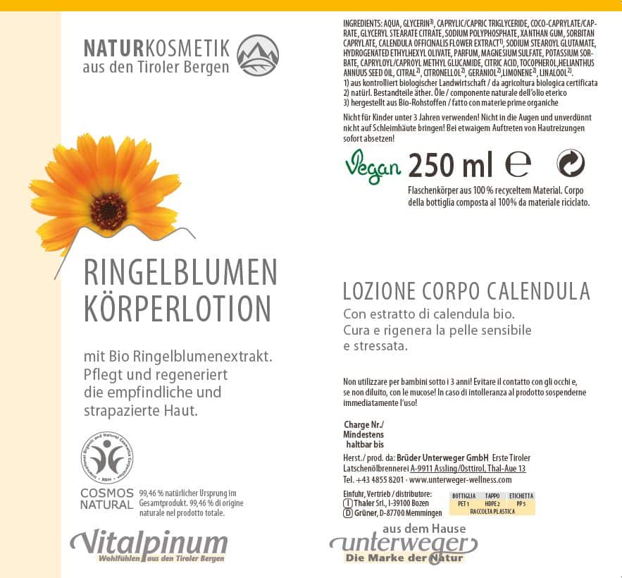 Ringelblumen Körperlotion | 250 ml Naturkosmetik Ringelblumen Körperlotion 250 ml Vegan Naturkosmetik