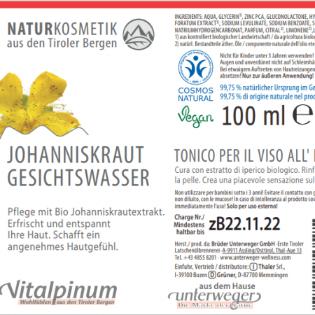 Johanniskraut Gesichtswasser 100 ml Naturkosmetik