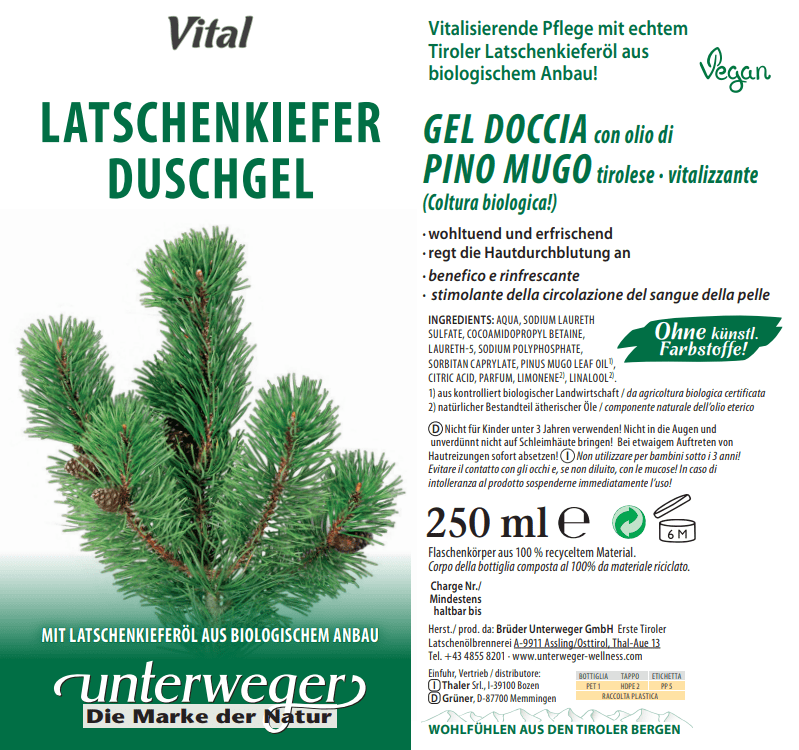 Latschenkiefer Duschgel | 250 ml Naturkosmetik Latschenkiefer Duschgel 250 ml Bio Vegan Naturkosmetik